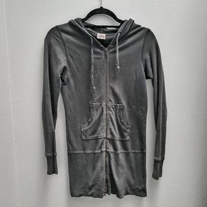Long Comfy Vintage Look Double Zip Up Hoodie